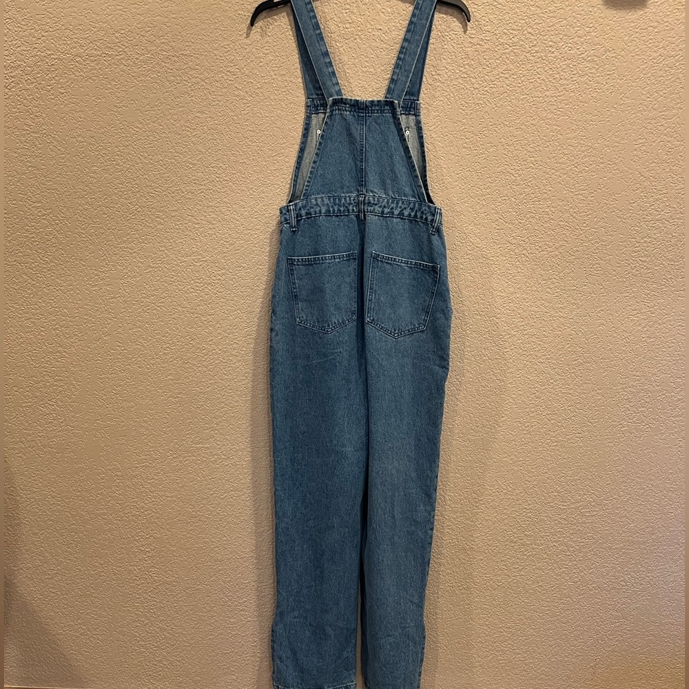 NWT WeWoreWhat Slouchy Slit Denim Overalls - Steel - Picture 9 of 16